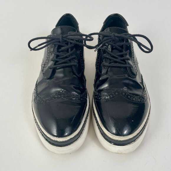 Wishbone Diana Black Patent Leather Lace Up Brogue Oxford Shoes, Size 8 - Picture 4 of 11
